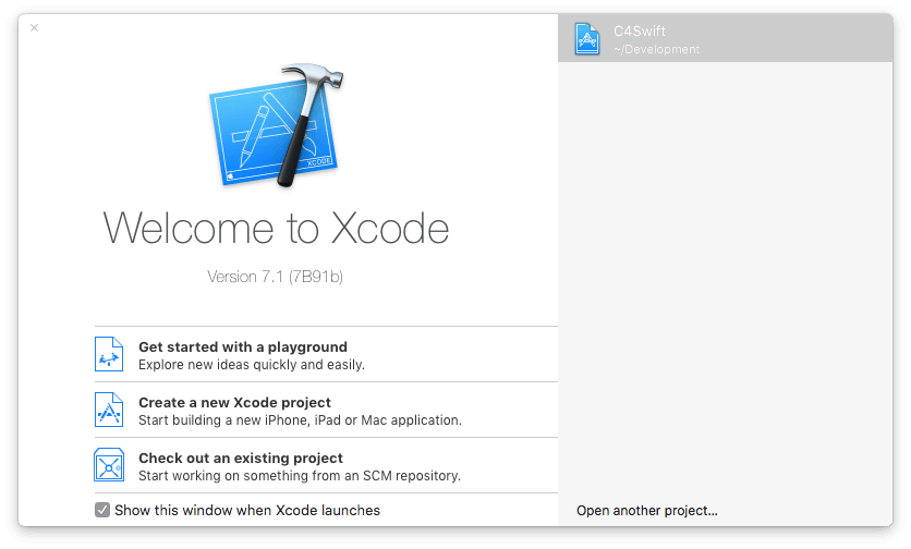 Select: Create New Xcode Project
